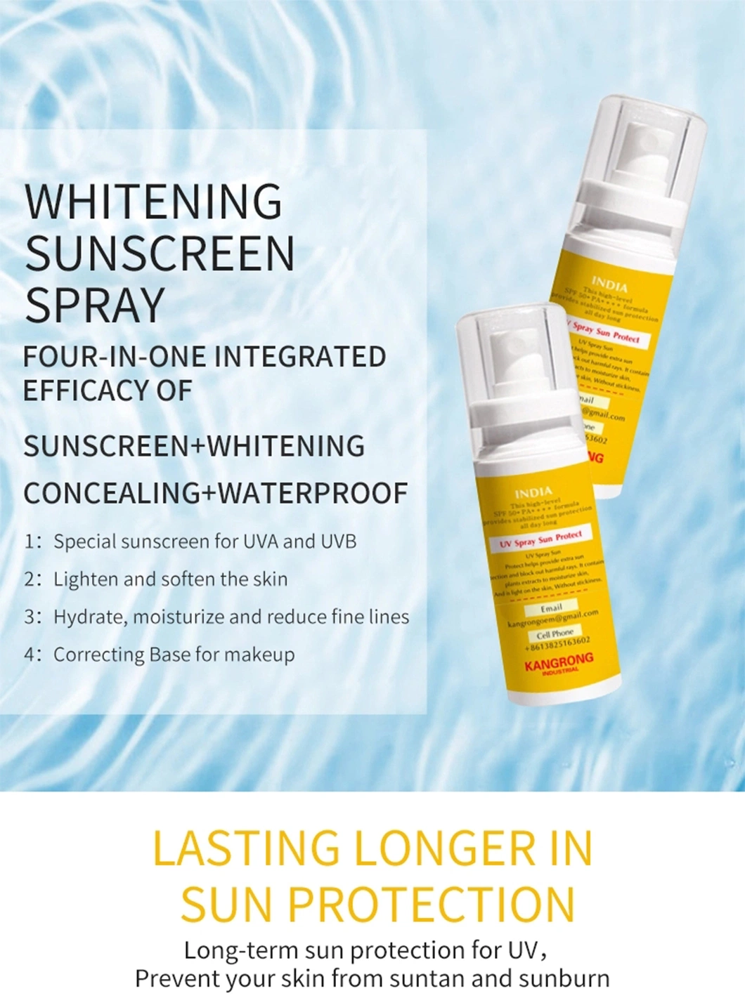 Best Outdoor Refreshing Whitening Sunscreen Spray Organic Sunblock Spray